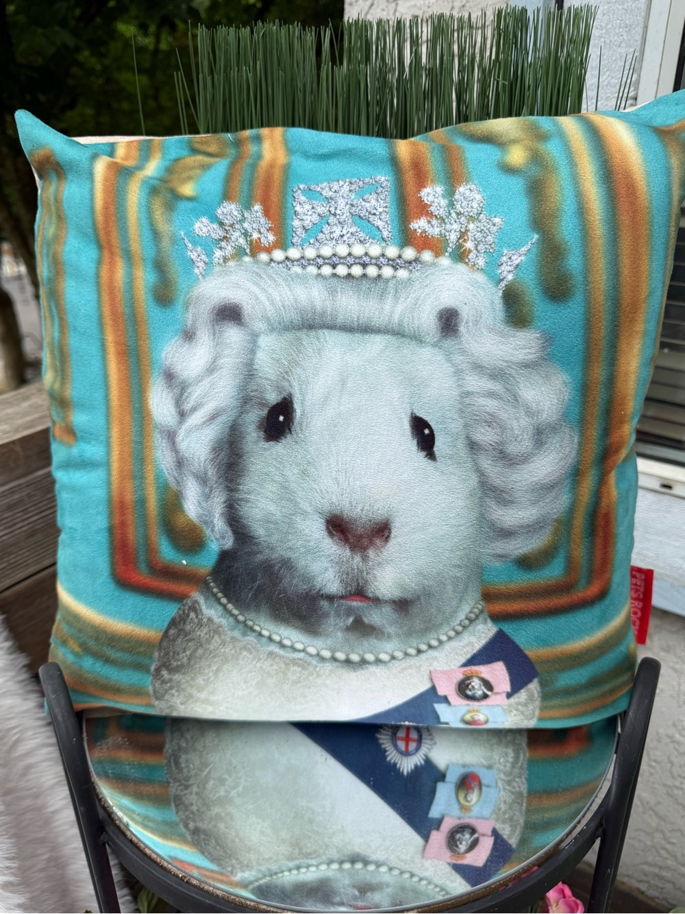 👑 HRH ⭐️ Stuffed pillow Queen Throw CASE & inside white faux - ⭐️ condition